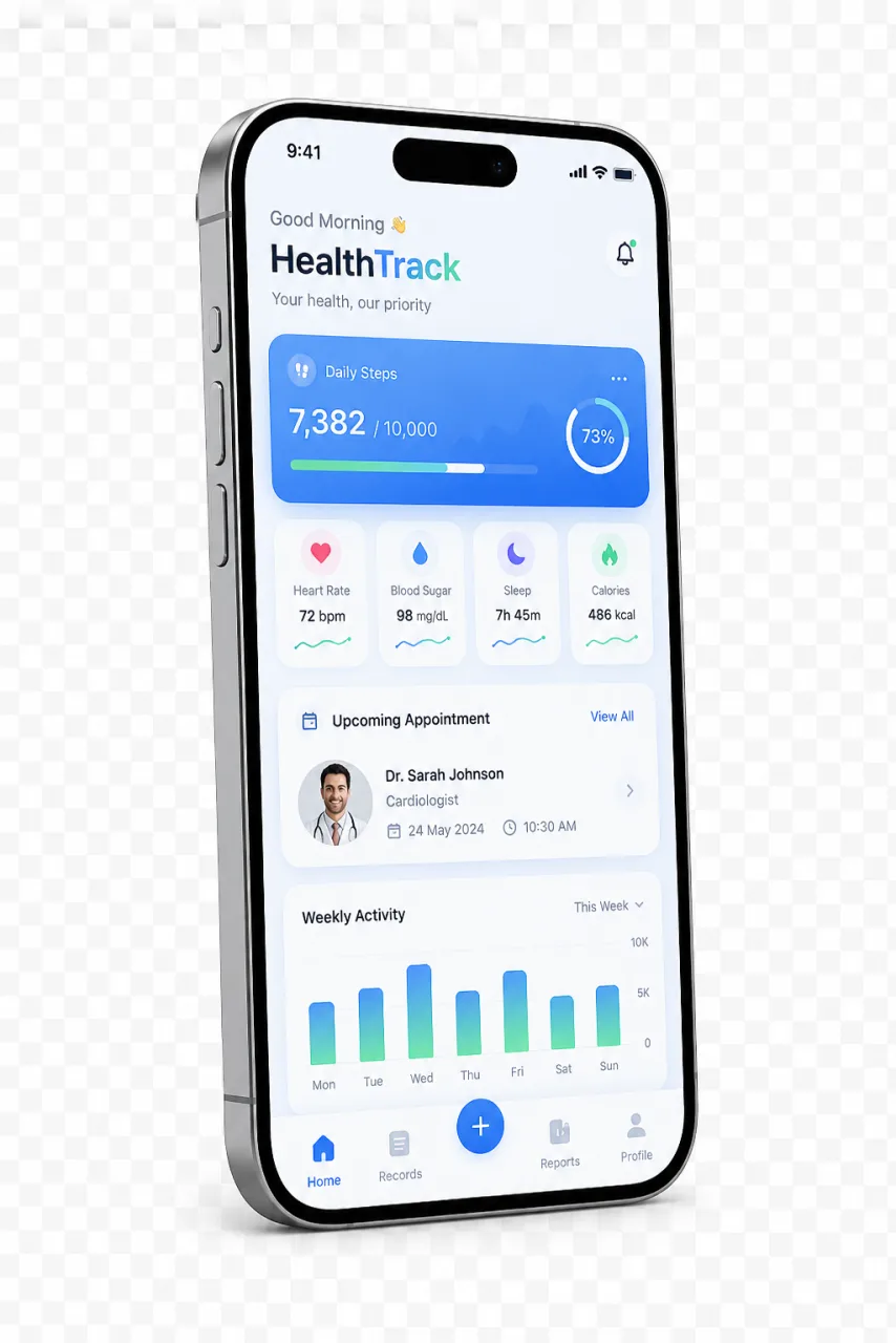 HealthTrack app screen
